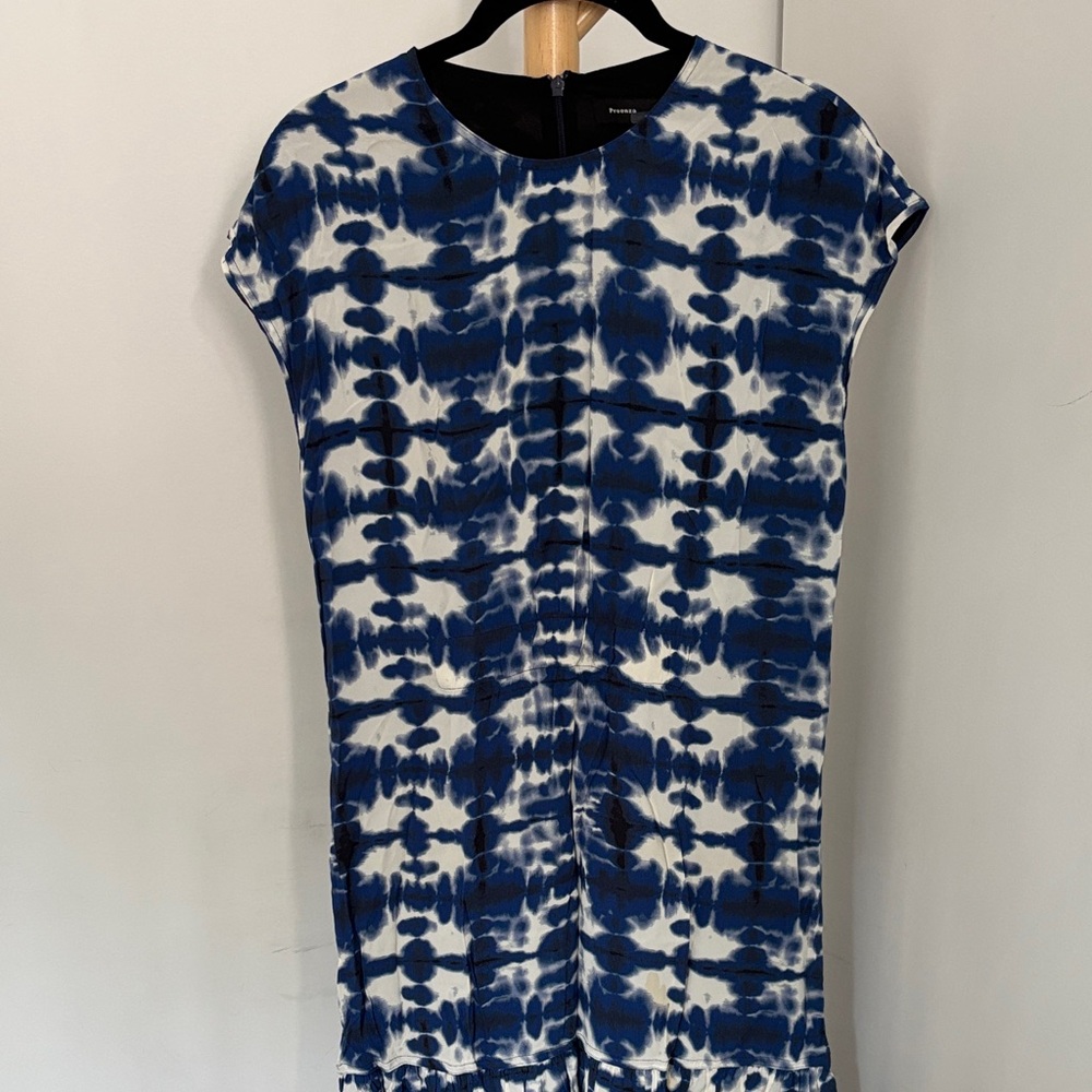 Proenza Schouler Navy and White Patterned Mini Dress